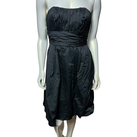David's Bridal Size 2 Black Strapless Cocktail Dress NWT Pleated Cotton Formal - Picture 2 of 7